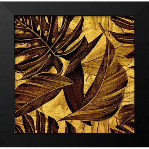 Golden Leaves Black Modern Wood Framed Art Print by Surma, Agata