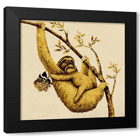 Golden Sloth Black Modern Wood Framed Art Print with Double Matting by Surma, Agata