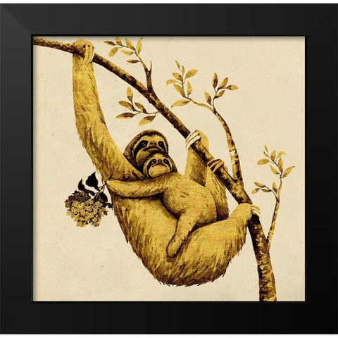 Golden Sloth Black Modern Wood Framed Art Print by Surma, Agata