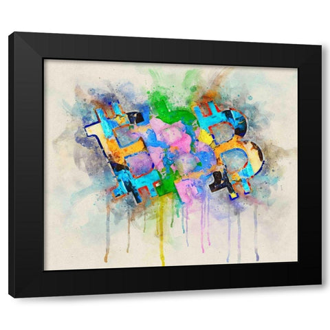 Bitcoin Abstract Black Modern Wood Framed Art Print with Double Matting by Surma, Agata