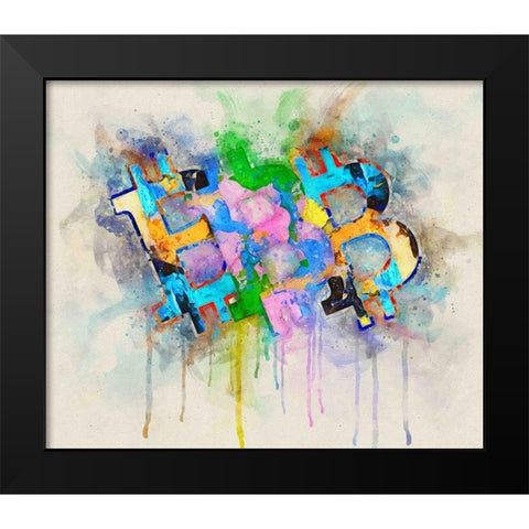 Bitcoin Abstract Black Modern Wood Framed Art Print by Surma, Agata