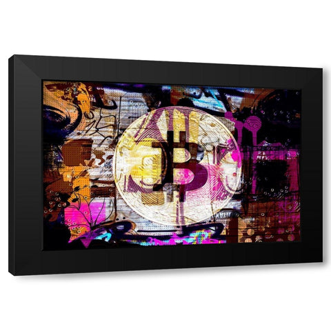Crypto Currency Bitcoin I Black Modern Wood Framed Art Print with Double Matting by Orlov, Irena