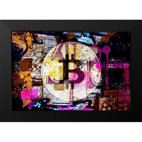 Crypto Currency Bitcoin I Black Modern Wood Framed Art Print by Orlov, Irena