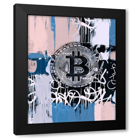 Crypto Currency Bitcoin Graffiti II Black Modern Wood Framed Art Print by Orlov, Irena