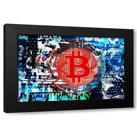 Crypto Currency Bitcoin Graffiti IV Black Modern Wood Framed Art Print by Orlov, Irena