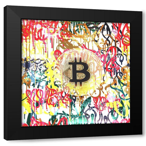 Bitcoin Graffiti Art I Black Modern Wood Framed Art Print by Orlov, Irena