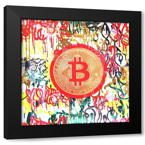 Bitcoin Graffiti Art II Black Modern Wood Framed Art Print with Double Matting by Orlov, Irena