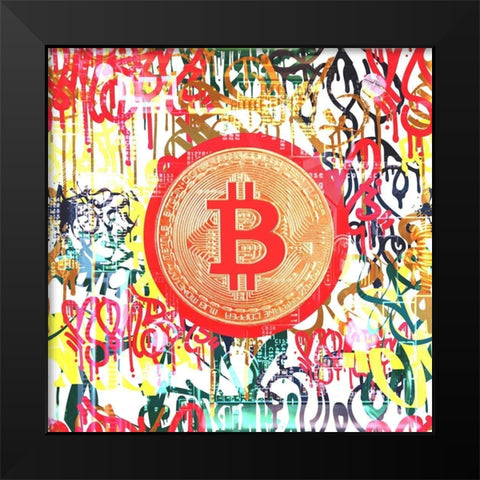 Bitcoin Graffiti Art II Black Modern Wood Framed Art Print by Orlov, Irena