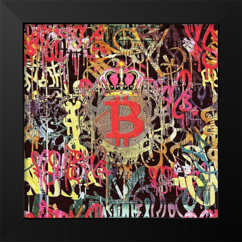 Bitcoin Graffiti Art III Black Modern Wood Framed Art Print by Orlov, Irena