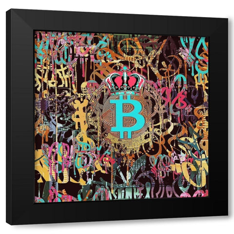 Bitcoin Graffiti Art V Black Modern Wood Framed Art Print by Orlov, Irena