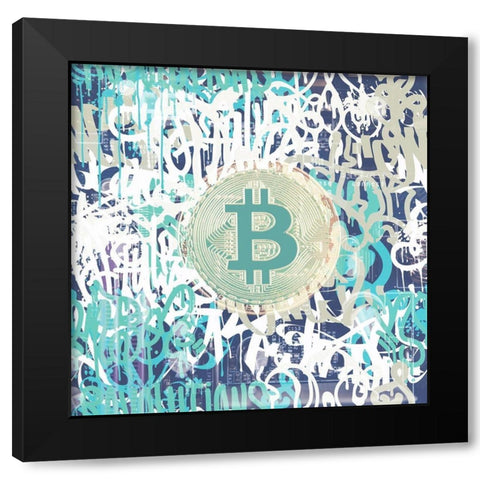 Bitcoin Graffiti Art VI Black Modern Wood Framed Art Print by Orlov, Irena