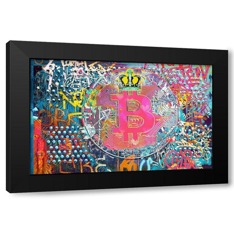 Bitcoin Graffiti Art VIII Black Modern Wood Framed Art Print by Orlov, Irena