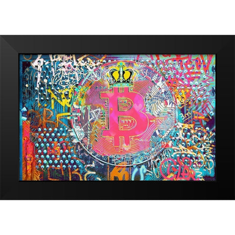 Bitcoin Graffiti Art VIII Black Modern Wood Framed Art Print by Orlov, Irena
