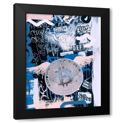 Bitcoin Street Art I Black Modern Wood Framed Art Print by Orlov, Irena