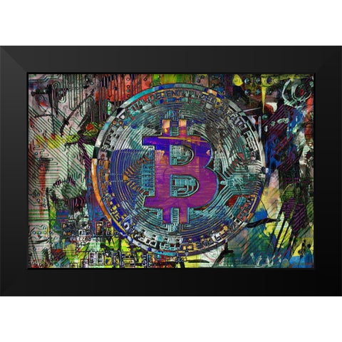 Bitcoin Coin Art I Black Modern Wood Framed Art Print by Orlov, Irena