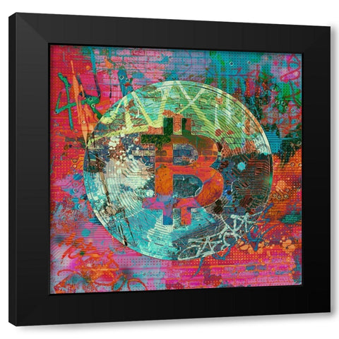 Bitcoin Coin Art II Black Modern Wood Framed Art Print with Double Matting by Orlov, Irena