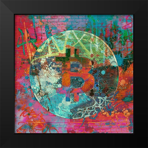 Bitcoin Coin Art II Black Modern Wood Framed Art Print by Orlov, Irena
