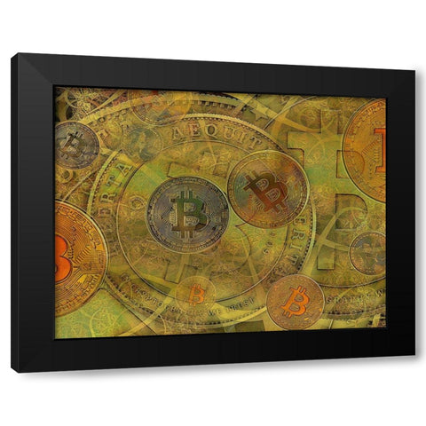 Grunge Bitcoin II Black Modern Wood Framed Art Print with Double Matting by Hunziker, Steve