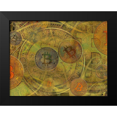 Grunge Bitcoin II Black Modern Wood Framed Art Print by Hunziker, Steve