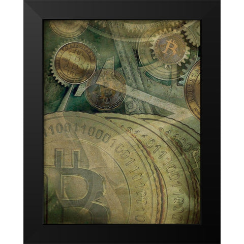 Grunge Bitcoin IV Black Modern Wood Framed Art Print by Hunziker, Steve