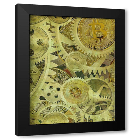 Grunge Bitcoin V Black Modern Wood Framed Art Print with Double Matting by Hunziker, Steve
