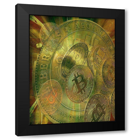 Grunge Bitcoin VI Black Modern Wood Framed Art Print with Double Matting by Hunziker, Steve