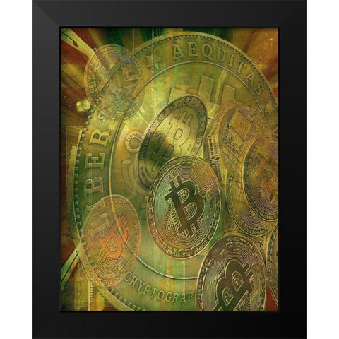 Grunge Bitcoin VI Black Modern Wood Framed Art Print by Hunziker, Steve