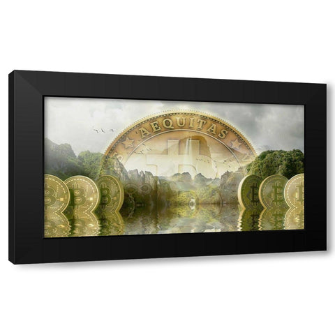 Bitcoin New Age II Black Modern Wood Framed Art Print with Double Matting by Hunziker, Steve