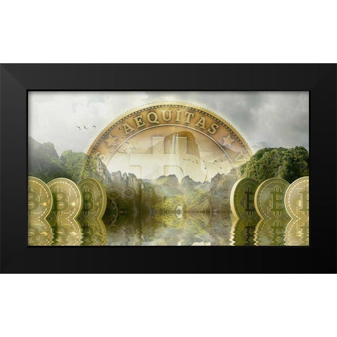 Bitcoin New Age II Black Modern Wood Framed Art Print by Hunziker, Steve