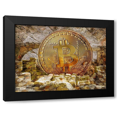 Bitcoin New Age III Black Modern Wood Framed Art Print by Hunziker, Steve