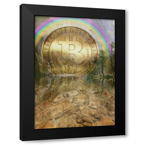Bitcoin New Age IV Black Modern Wood Framed Art Print with Double Matting by Hunziker, Steve