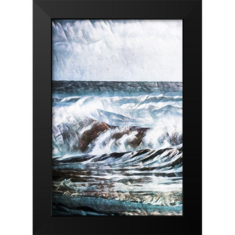 Stormy Seas Blue Ocean Breeze Black Modern Wood Framed Art Print by Aldridge, Ashley