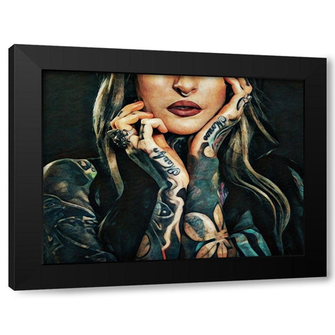 Tattooed Temptress Black Modern Wood Framed Art Print by Aldridge, Ashley