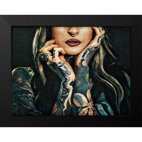 Tattooed Temptress Black Modern Wood Framed Art Print by Aldridge, Ashley