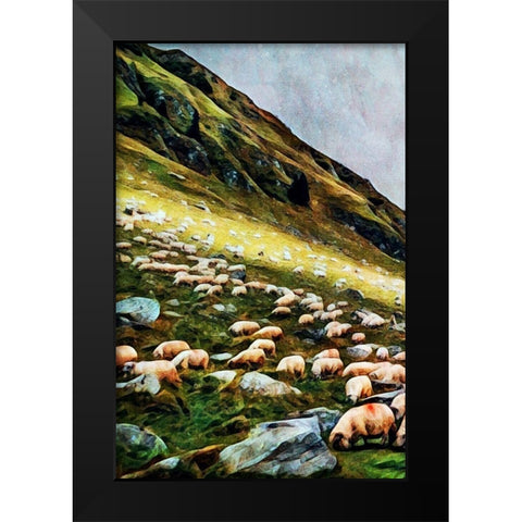Highland Hillside Herd I Black Modern Wood Framed Art Print by Aldridge, Ashley