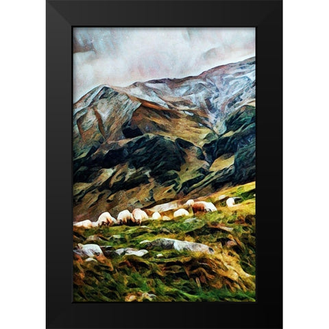 Highland Hillside Herd III Black Modern Wood Framed Art Print by Aldridge, Ashley