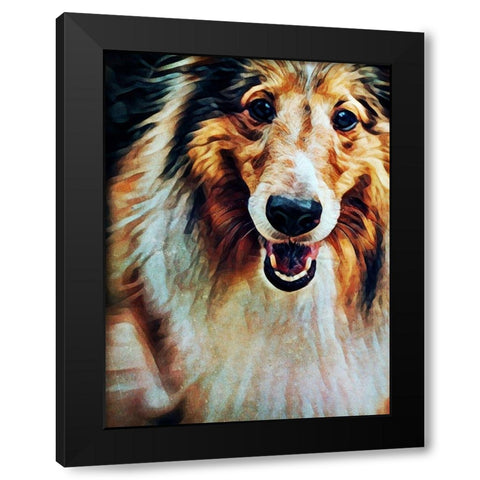 Rough Collie So Jolly Black Modern Wood Framed Art Print with Double Matting by Aldridge, Ashley
