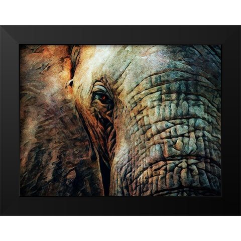 African Elephant Wise Eyes Black Modern Wood Framed Art Print by Aldridge, Ashley