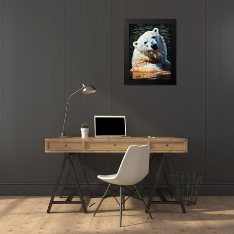 Polar Bear Bath Time Black Modern Wood Framed Art Print by Aldridge, Ashley