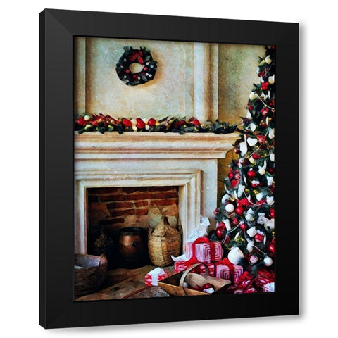 The Christmas By the Fireplace Black Modern Wood Framed Art Print by Aldridge, Ashley