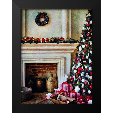 The Christmas By the Fireplace Black Modern Wood Framed Art Print by Aldridge, Ashley