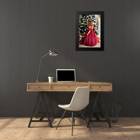 Red Dress for Christmas Black Modern Wood Framed Art Print by Aldridge, Ashley