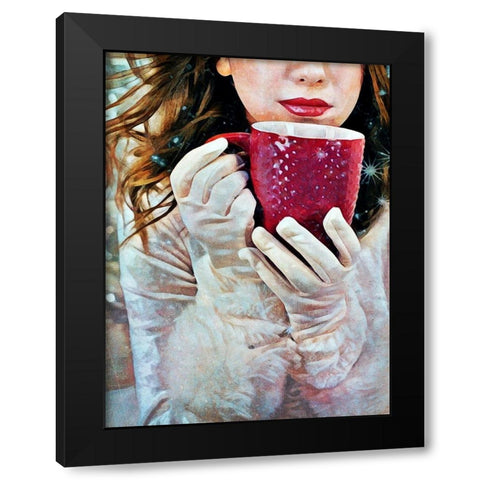 White Winter Warmer Black Modern Wood Framed Art Print with Double Matting by Aldridge, Ashley