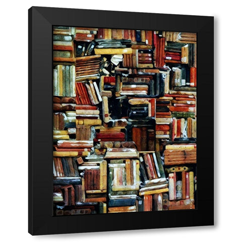 Built of Books Stacked Black Modern Wood Framed Art Print with Double Matting by Aldridge, Ashley