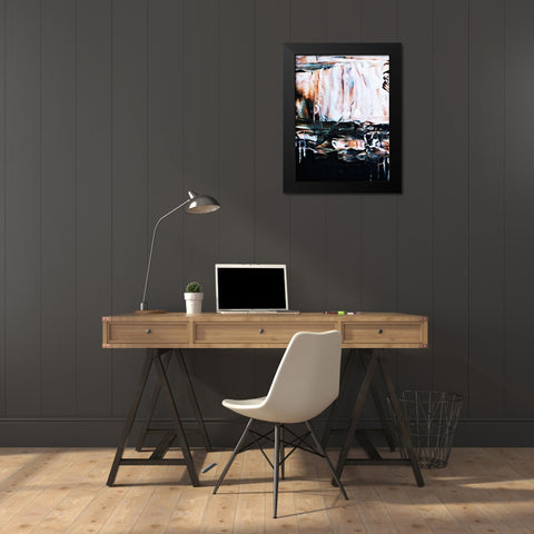 Burnt White On Black Abstract Black Modern Wood Framed Art Print by Aldridge, Ashley