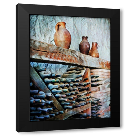 Dusty Wine Bottles Discovered Black Modern Wood Framed Art Print by Aldridge, Ashley