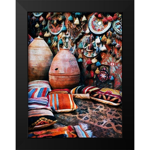 Patchwork Pots and Pillows Black Modern Wood Framed Art Print by Aldridge, Ashley