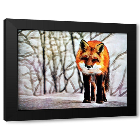Red Fox Fascination Black Modern Wood Framed Art Print by Aldridge, Ashley