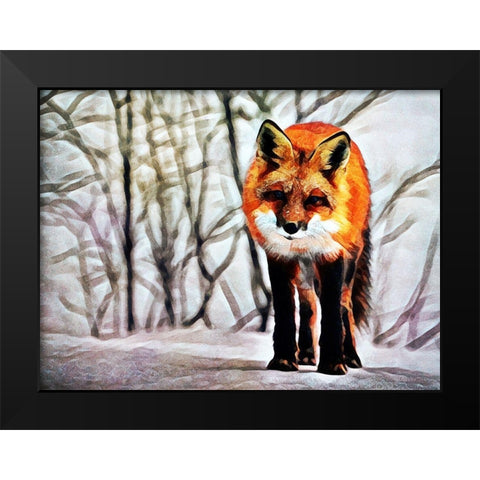 Red Fox Fascination Black Modern Wood Framed Art Print by Aldridge, Ashley