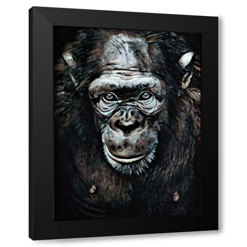 Chimpanzee Contemplation Black Modern Wood Framed Art Print with Double Matting by Aldridge, Ashley